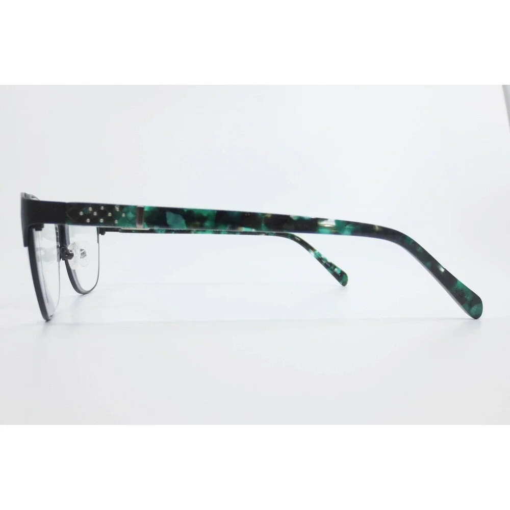 Nicole Miller Columbus C04 BLK Eyeglasses Black Green Titanium Cat Eye 55-16-140